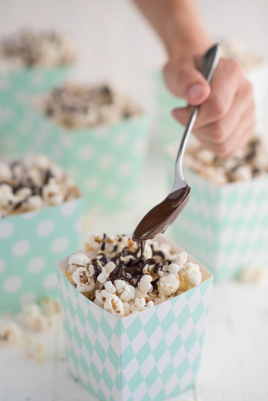 popcorn met chocolade en zeezout