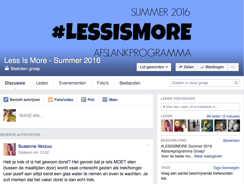 less is more facebookgroep