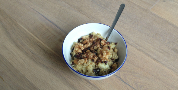 quinoa recept, ontbijt met peer