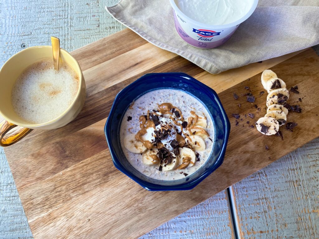 chunky monkey overnight oats, FAGE Total 0%, ontbijt