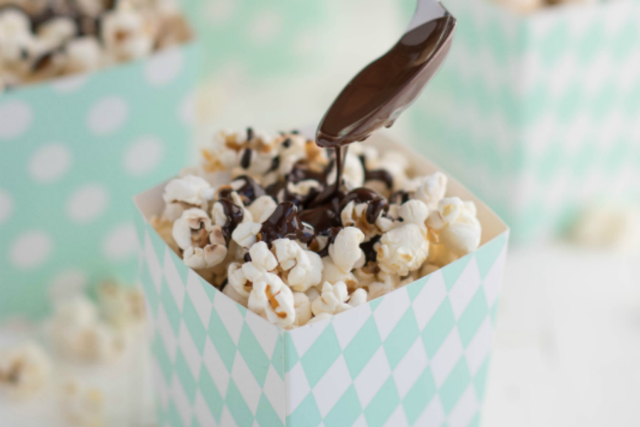 Popcorn met chocolade zeezout